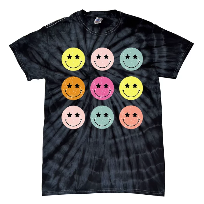 Retro Happy Face Checkered Pattern For Women Men Kids Tie-Dye T-Shirt