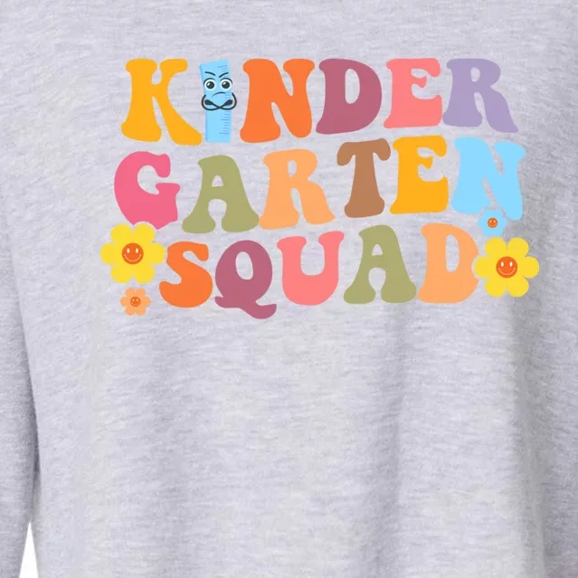 Retro Hippie Groovy Kindergarten Squad Funny Gift Cropped Pullover Crew