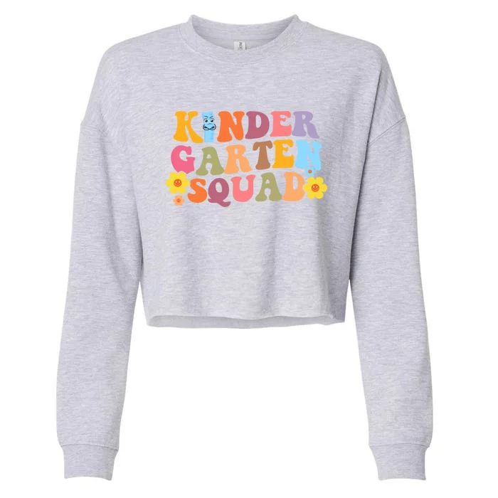 Retro Hippie Groovy Kindergarten Squad Funny Gift Cropped Pullover Crew