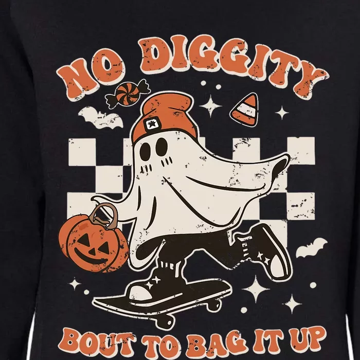 Retro Halloween Ghost No Diggity Bout To Bag It Up Womens California Wash Sweatshirt