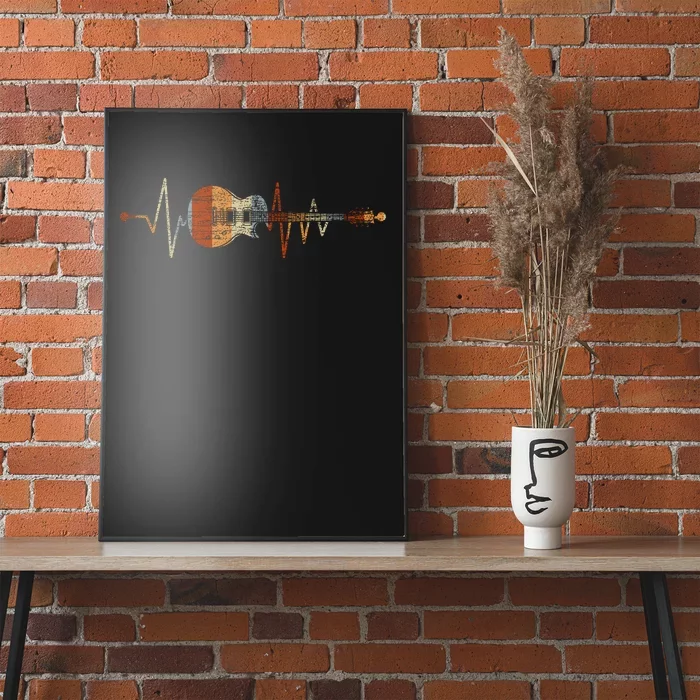 Retro Heartbeat Guitar Poster