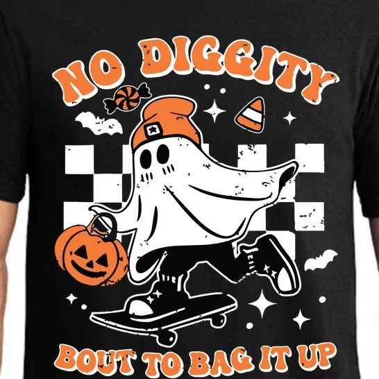 Retro Halloween Ghost No Diggity Bout To Bag It Up Pajama Set