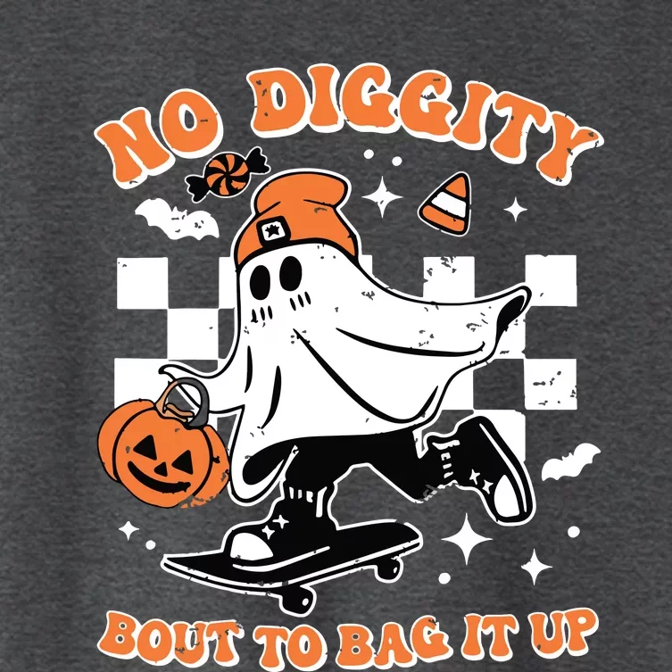 Retro Halloween Ghost No Diggity Bout To Bag It Up Women's Crop Top Tee