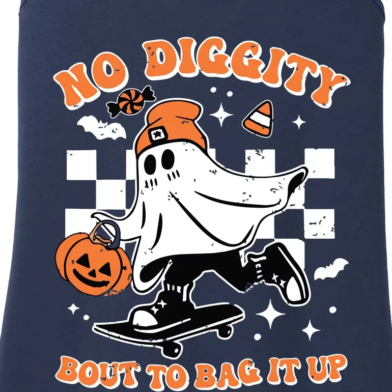 Retro Halloween Ghost No Diggity Bout To Bag It Up Ladies Essential Tank