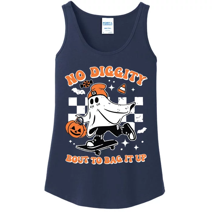 Retro Halloween Ghost No Diggity Bout To Bag It Up Ladies Essential Tank