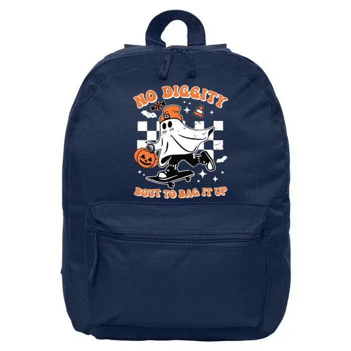 Retro Halloween Ghost No Diggity Bout To Bag It Up 16 in Basic Backpack