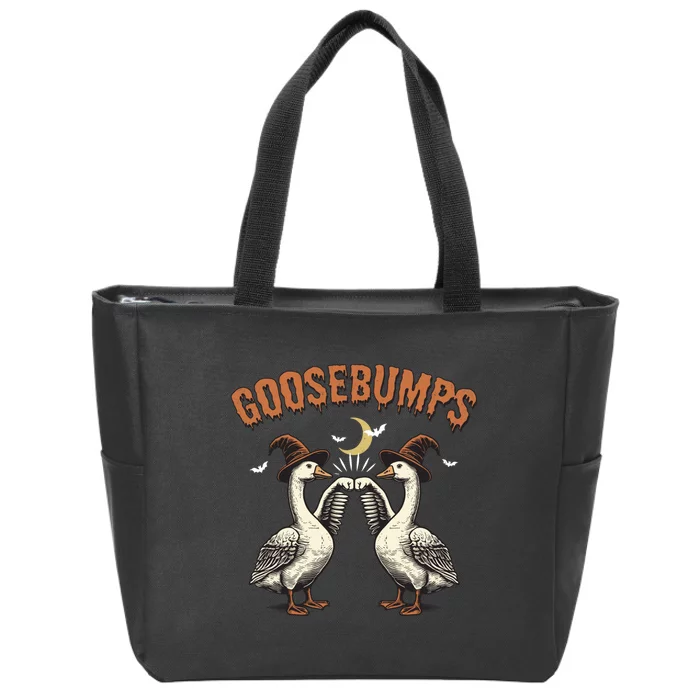 Retro Halloween Goose Witch Spooky Season Zip Tote Bag