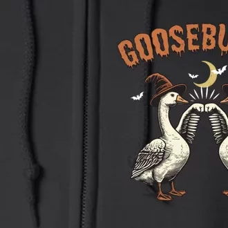 Retro Halloween Goose Witch Spooky Season Full Zip Hoodie