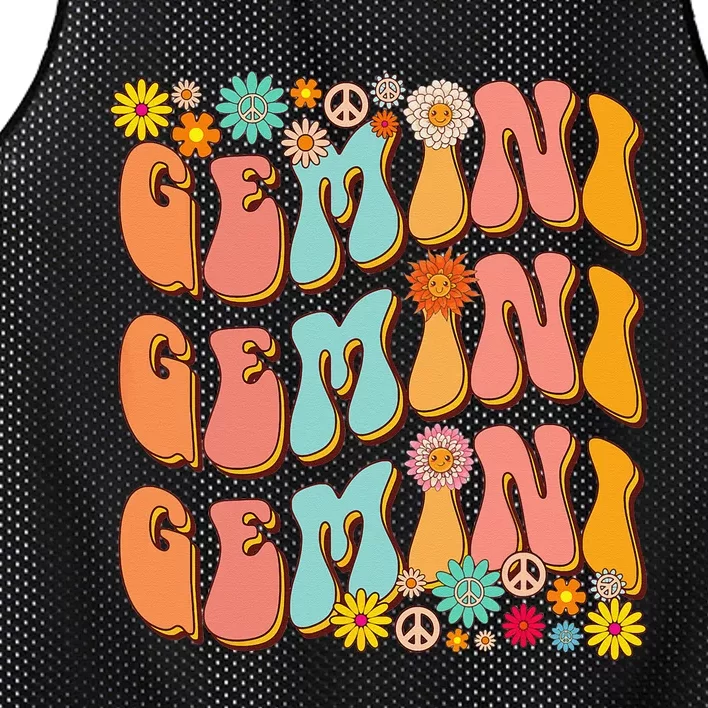 Retro Hippie Gemini Birthday Funny Gemini Zodiac Birthday Mesh Reversible Basketball Jersey Tank