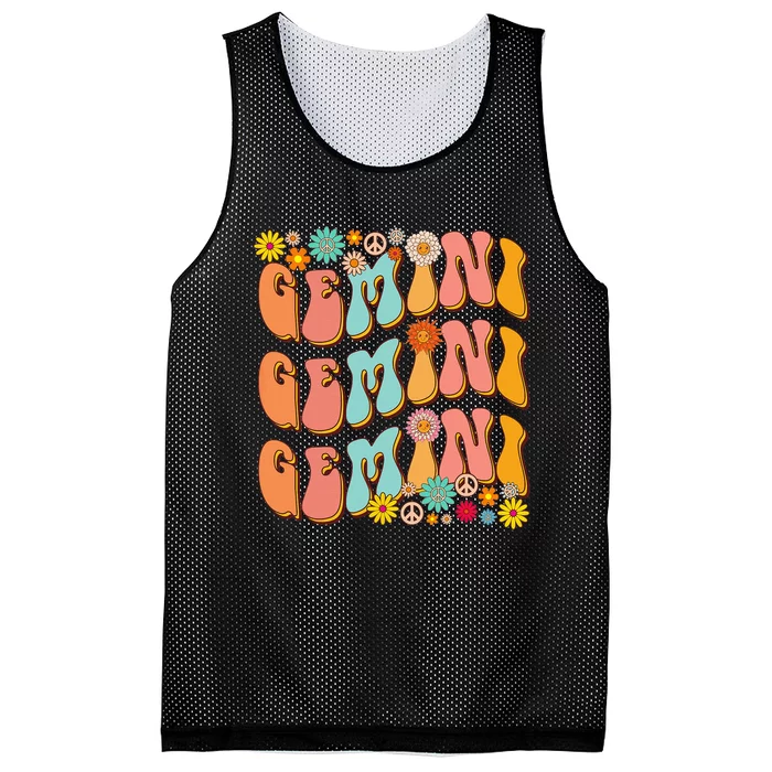 Retro Hippie Gemini Birthday Funny Gemini Zodiac Birthday Mesh Reversible Basketball Jersey Tank