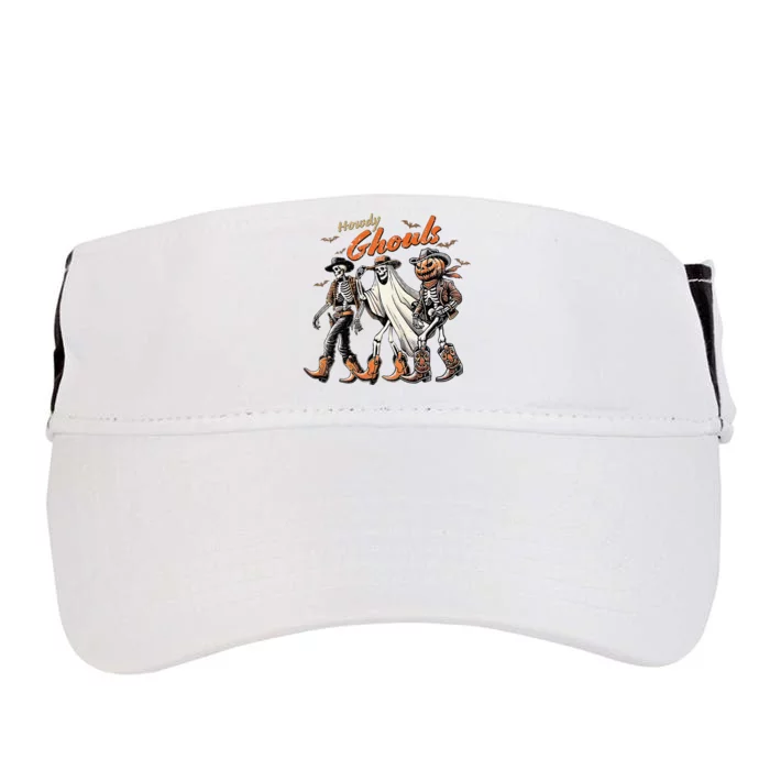 Retro Howdy Ghouls Skeleton Cowboy Western Rodeo Halloween Adult Drive Performance Visor