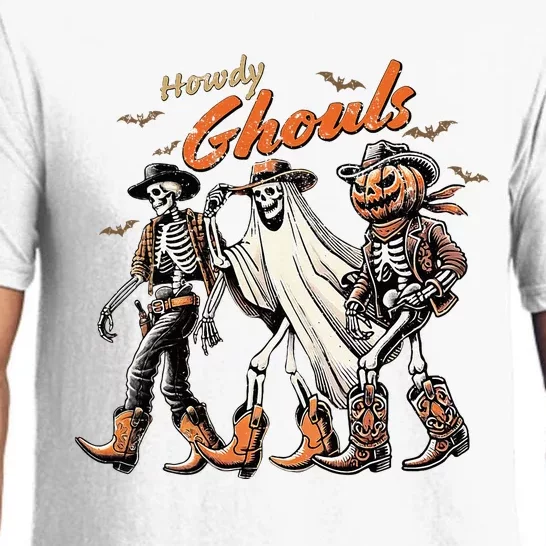 Retro Howdy Ghouls Skeleton Cowboy Western Rodeo Halloween Pajama Set