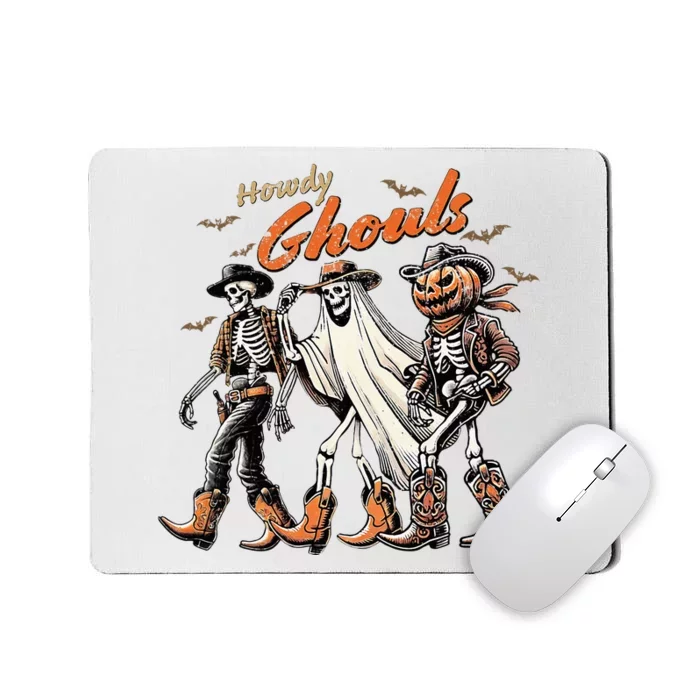 Retro Howdy Ghouls Skeleton Cowboy Western Rodeo Halloween Mousepad