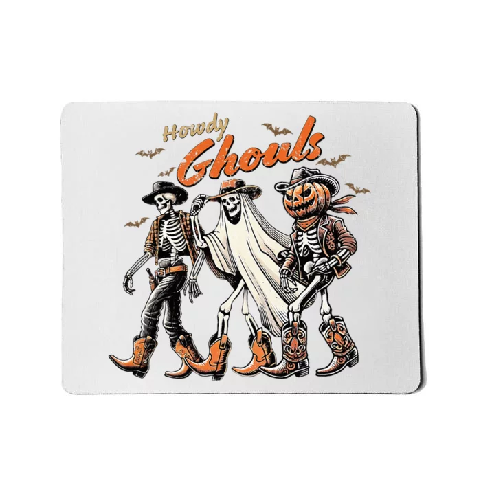 Retro Howdy Ghouls Skeleton Cowboy Western Rodeo Halloween Mousepad