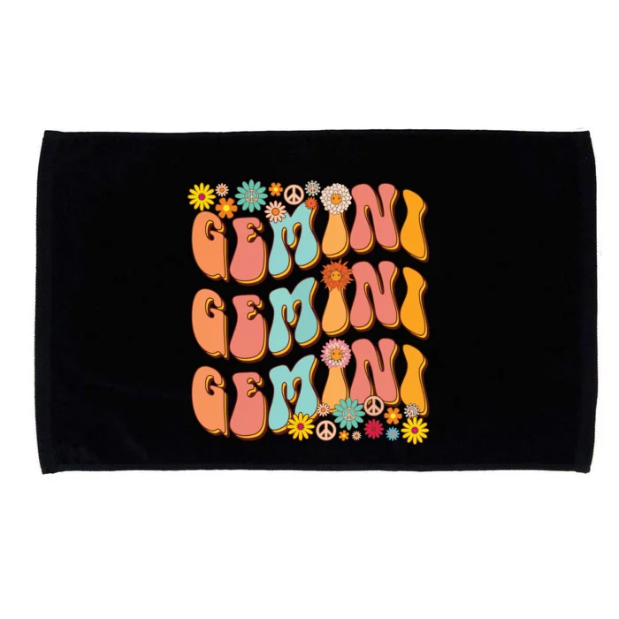 Retro Hippie Gemini Birthday Funny Gemini Zodiac Birthday Microfiber Hand Towel