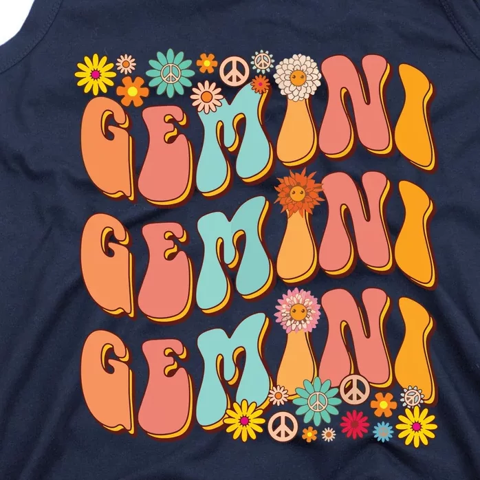 Retro Hippie Gemini Birthday Funny Gemini Zodiac Birthday Tank Top