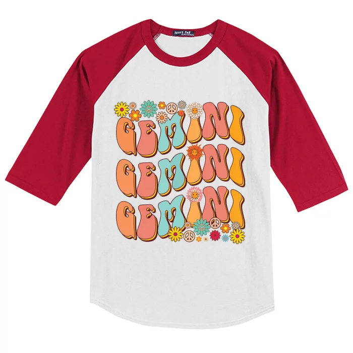 Retro Hippie Gemini Birthday Funny Gemini Zodiac Birthday Kids Colorblock Raglan Jersey