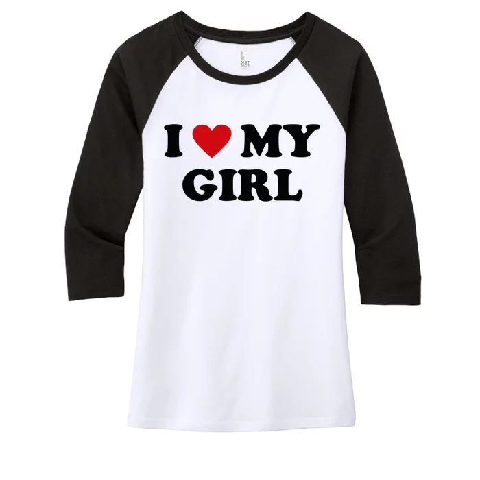 Red Heart Gift I Love My Gift Women's Tri-Blend 3/4-Sleeve Raglan Shirt