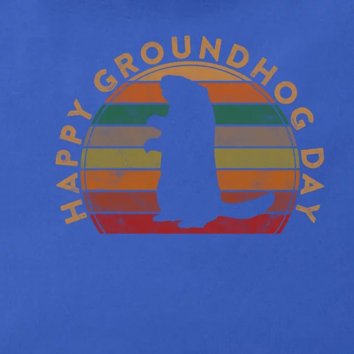 Retro Happy Groundhog Day Sunset Gift Ground Hog Silhouette Gift Zip Tote Bag