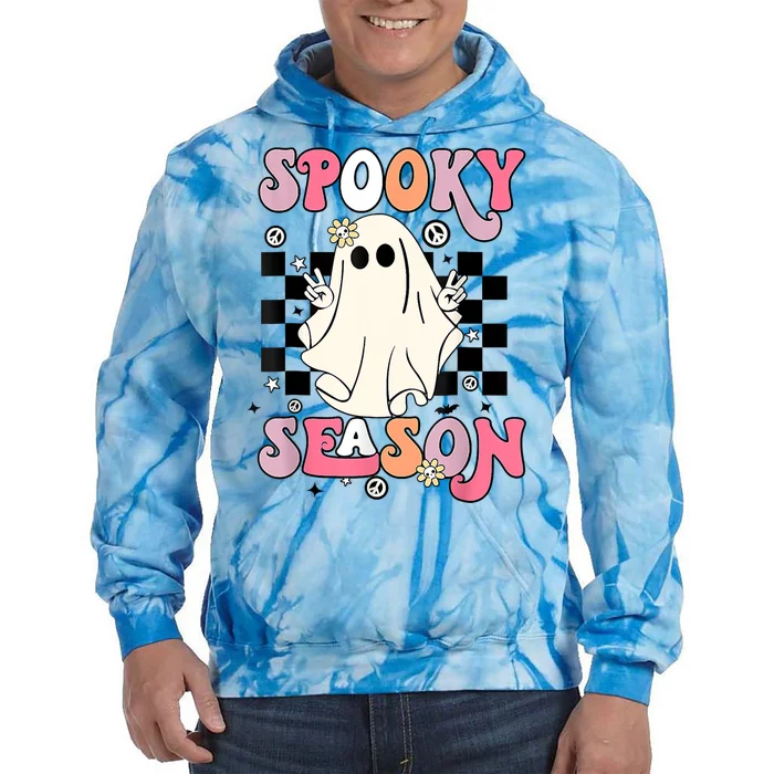 Retro Hippie Halloween Cute Ghost Spooky Season Funny Gifts Tie Dye Hoodie