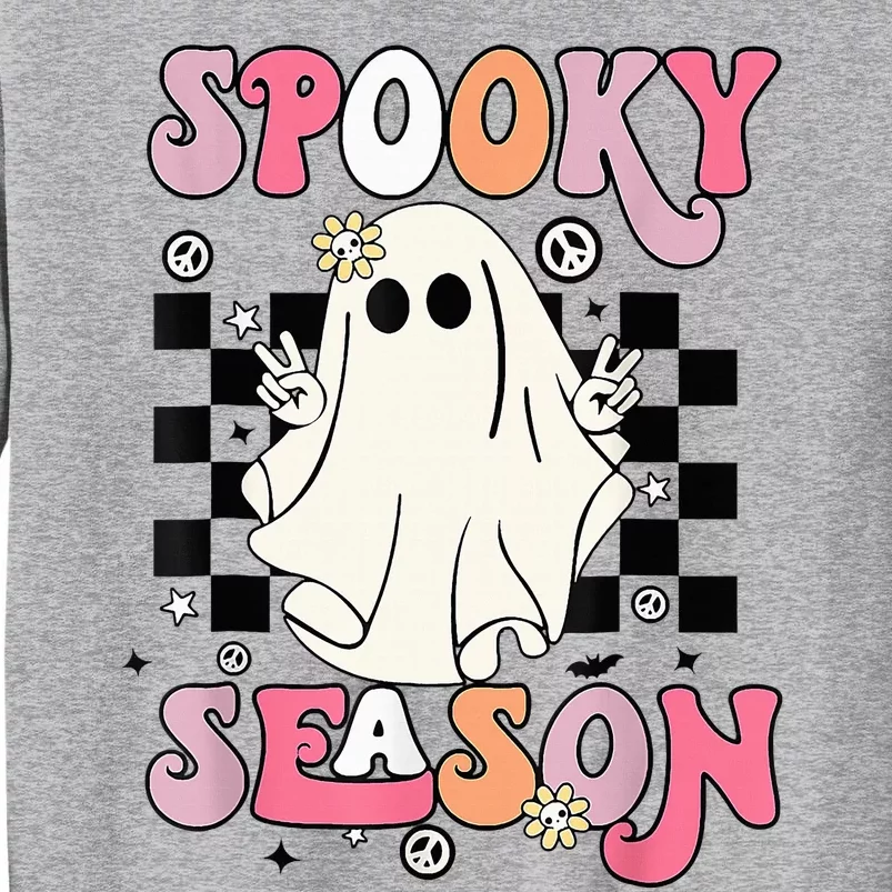 Retro Hippie Halloween Cute Ghost Spooky Season Funny Gifts Tall Sweatshirt