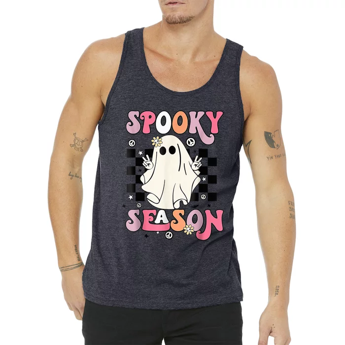 Retro Hippie Halloween Cute Ghost Spooky Season Funny Gifts Tank Top