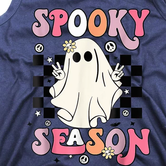 Retro Hippie Halloween Cute Ghost Spooky Season Funny Gifts Tank Top