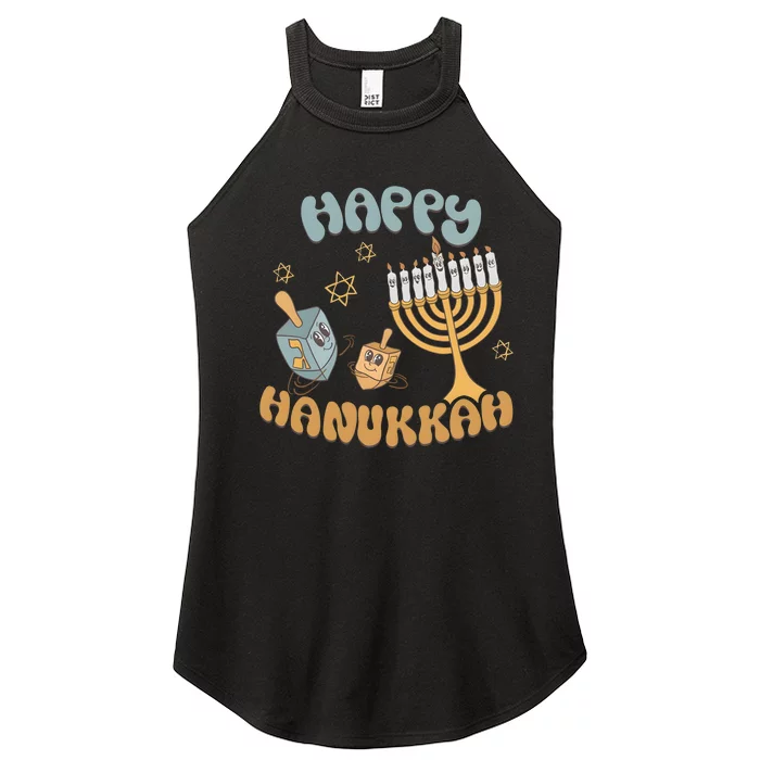 Retro Happy Hanukkah Holiday Jewish Saying Women’s Perfect Tri Rocker Tank