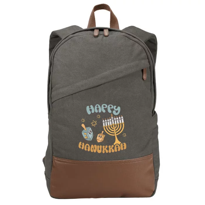 Retro Happy Hanukkah Holiday Jewish Saying Cotton Canvas Backpack