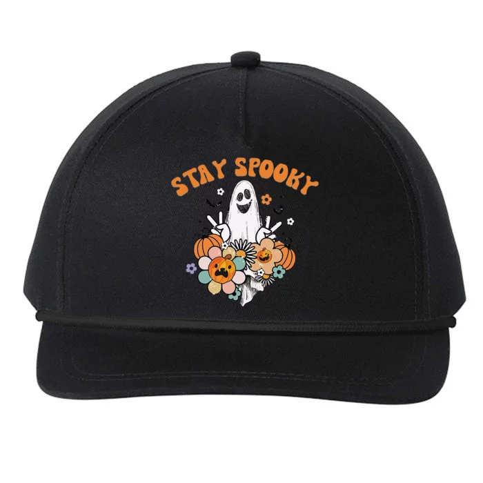 Retro Hippie Halloween Cute Ghost Spooky Season Funny Snapback Five-Panel Rope Hat