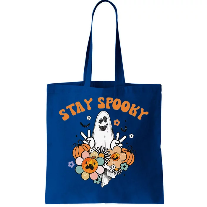 Retro Hippie Halloween Cute Ghost Spooky Season Funny Tote Bag