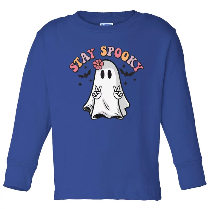 Retro Hippie Halloween Cute Ghost Stay Spooky Great Gift Toddler Long Sleeve Shirt