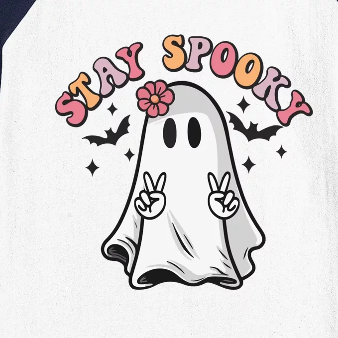 Retro Hippie Halloween Cute Ghost Stay Spooky Great Gift Baseball Sleeve Shirt