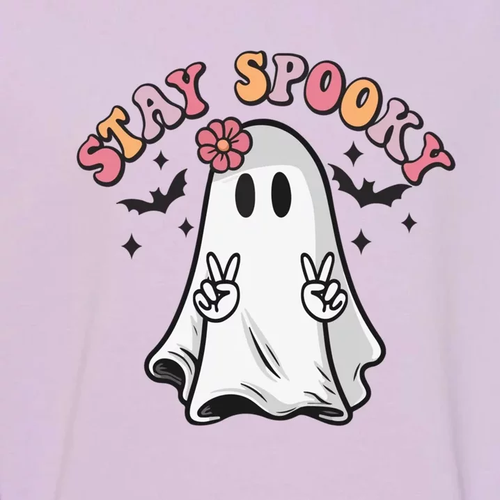 Retro Hippie Halloween Cute Ghost Stay Spooky Great Gift Garment-Dyed Sweatshirt