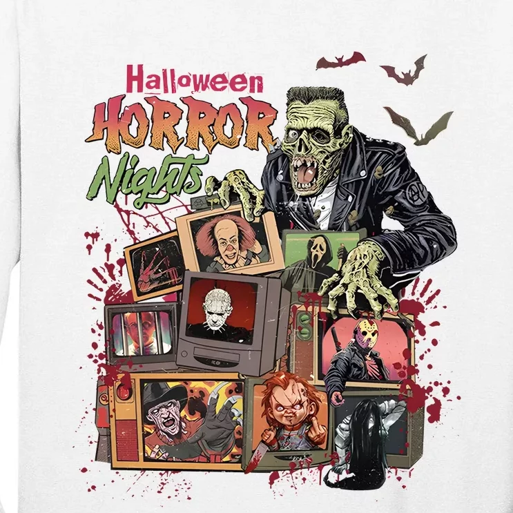 Retro Halloween Horror Night All Characters Tall Long Sleeve T-Shirt