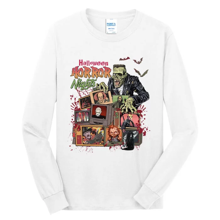 Retro Halloween Horror Night All Characters Tall Long Sleeve T-Shirt