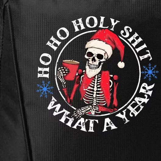 Retro Ho Ho Holy Shit What A Year Funny Skeleton Christmas City Backpack