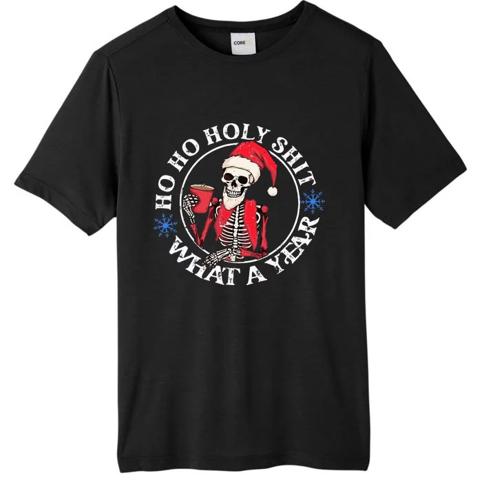 Retro Ho Ho Holy Shit What A Year Funny Skeleton Christmas ChromaSoft Performance T-Shirt