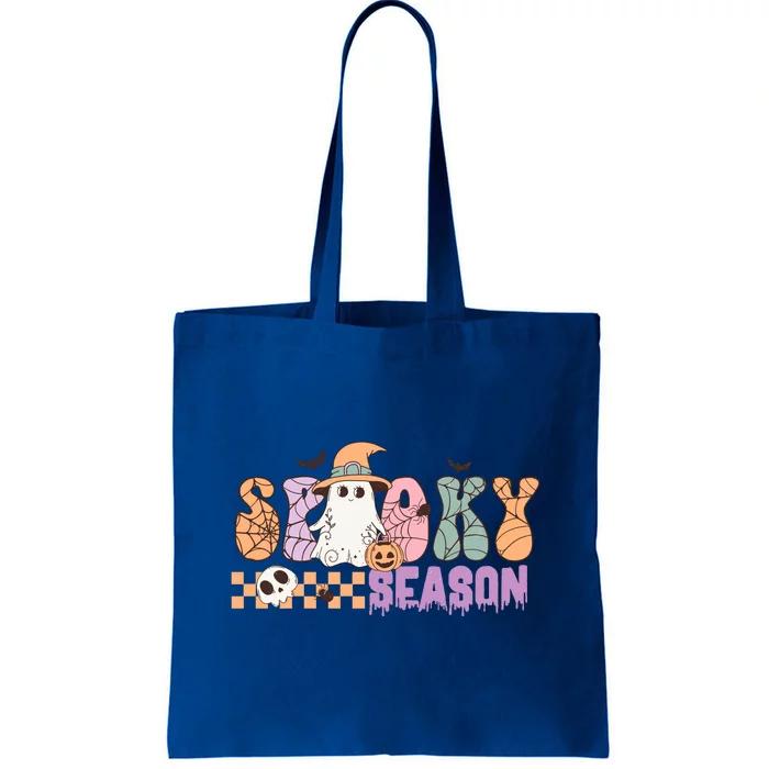 Retro Hippie Halloween Cute Ghost Spooky Season Funny Gifts Tote Bag