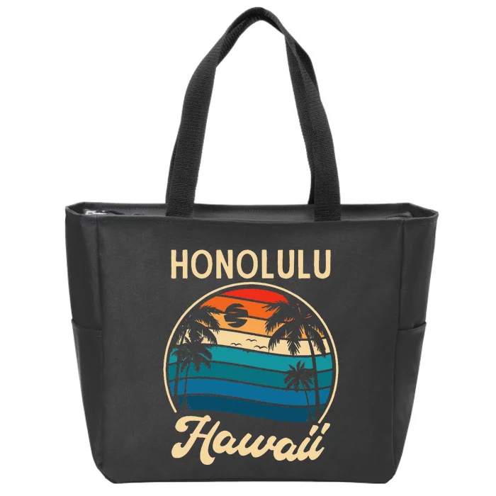 Retro Honolulu Hawaii Zip Tote Bag