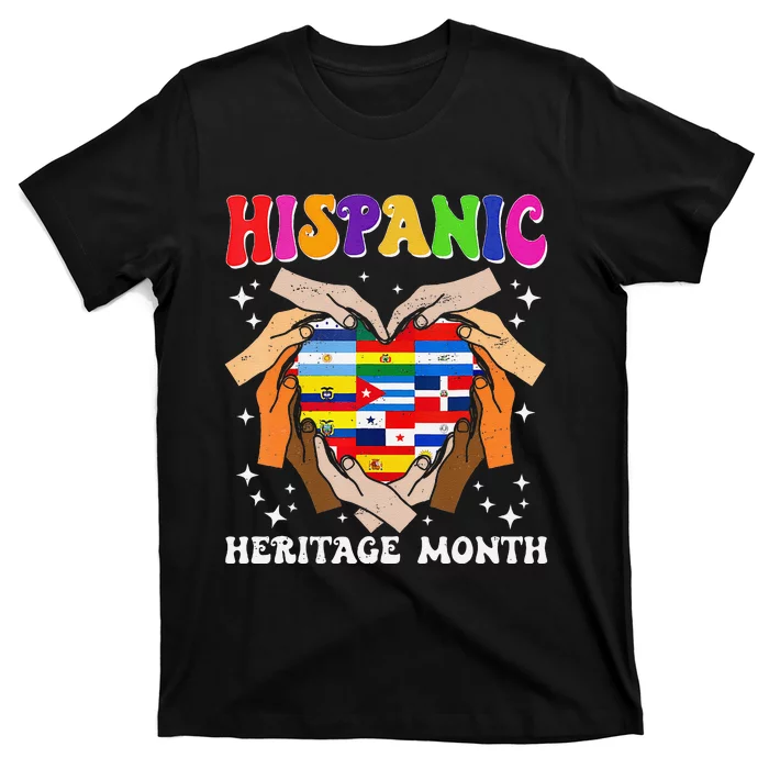 Retro Hispanic Heritage Month All Countries Heart Hand Gifts Gift T-Shirt