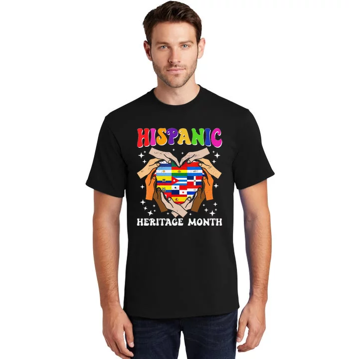 Retro Hispanic Heritage Month All Countries Heart Hand Gifts Gift Tall T-Shirt