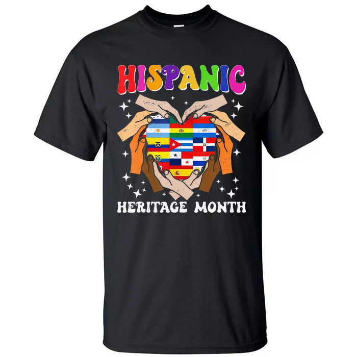 Retro Hispanic Heritage Month All Countries Heart Hand Gifts Gift Tall T-Shirt