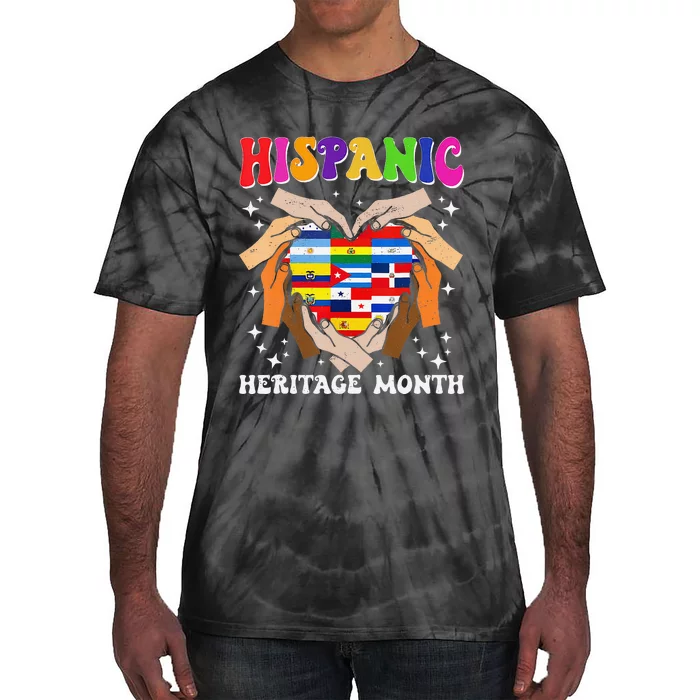 Retro Hispanic Heritage Month All Countries Heart Hand Gifts Gift Tie-Dye T-Shirt