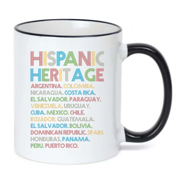 Retro Hispanic Heritage Month Countries Black Color Changing Mug