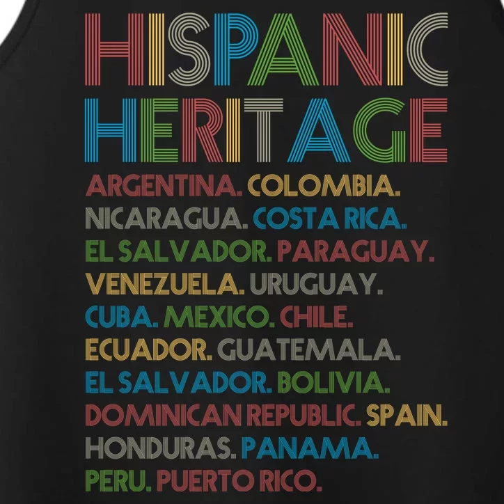 Retro Hispanic Heritage Month Countries Performance Tank