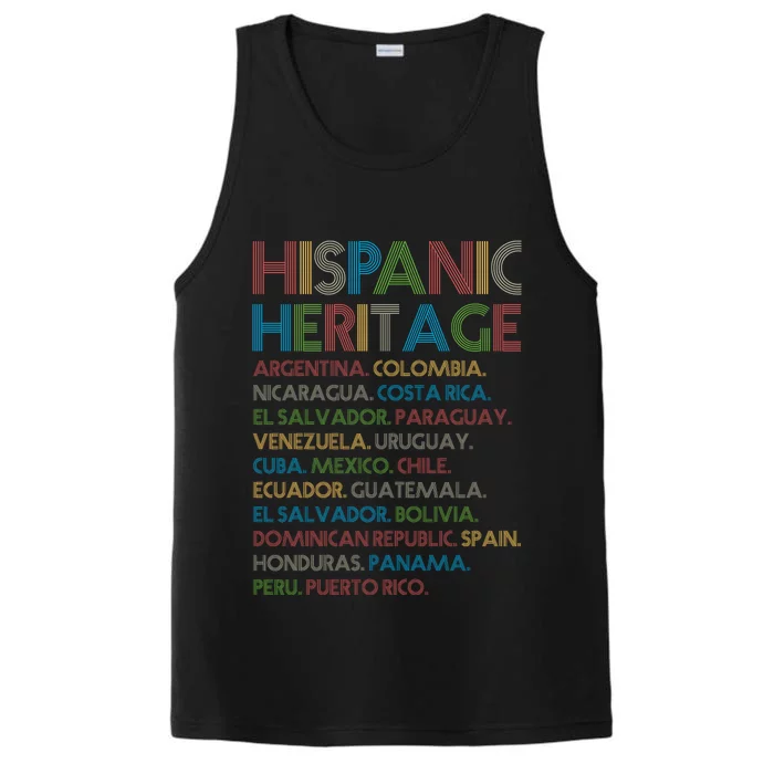 Retro Hispanic Heritage Month Countries Performance Tank