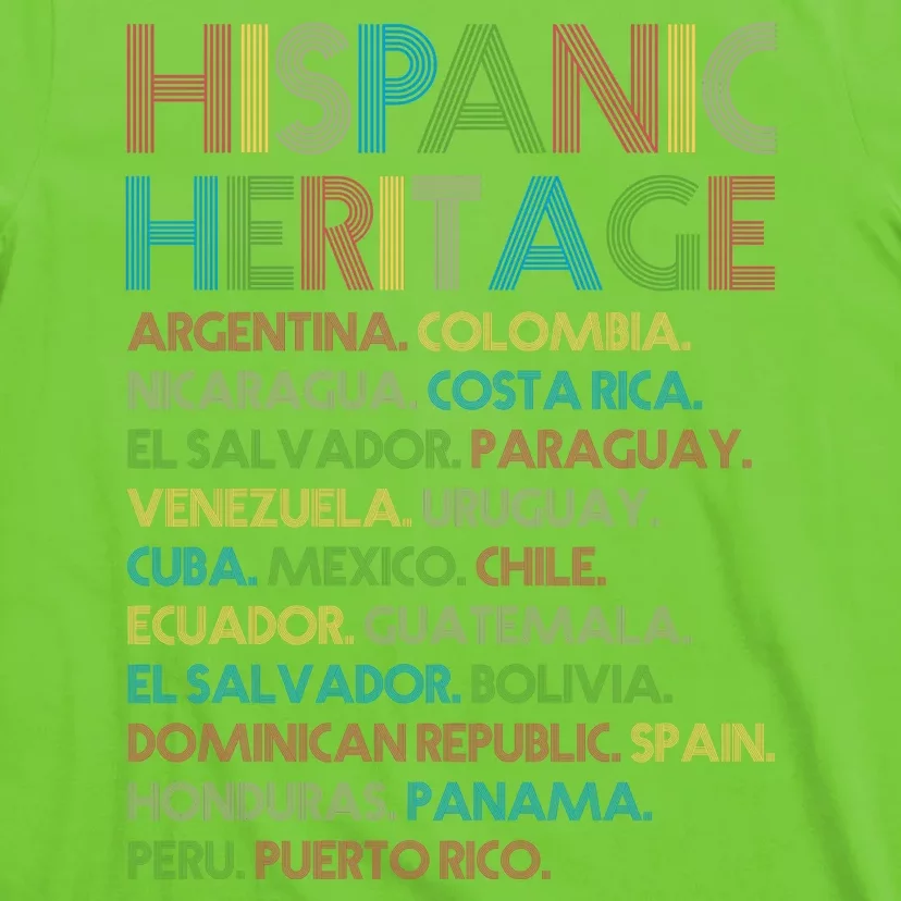 Retro Hispanic Heritage Month Countries T-Shirt