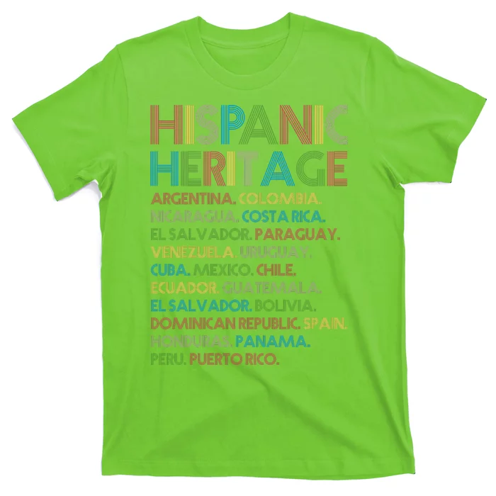 Retro Hispanic Heritage Month Countries T-Shirt