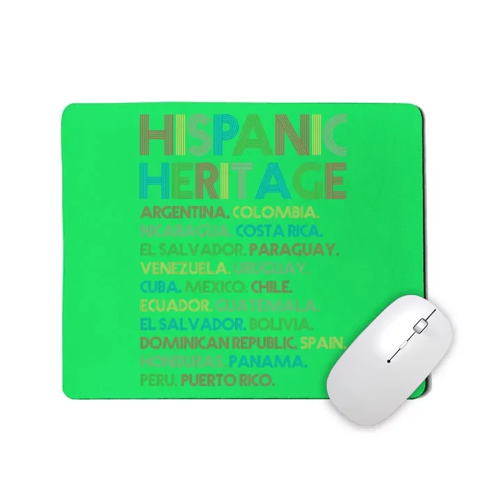 Retro Hispanic Heritage Month Countries Mousepad